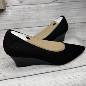 VIVAIA‎ Pointed-Toe Stress Free Wedge Heels Deborah Black Size 9 Career Comfort